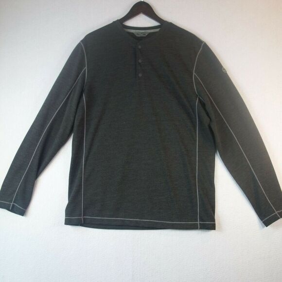 NEW Eddie Bauer Long Sleeve Concourse Henley Shirt Gray Men's Medium - Picture 1 of 5